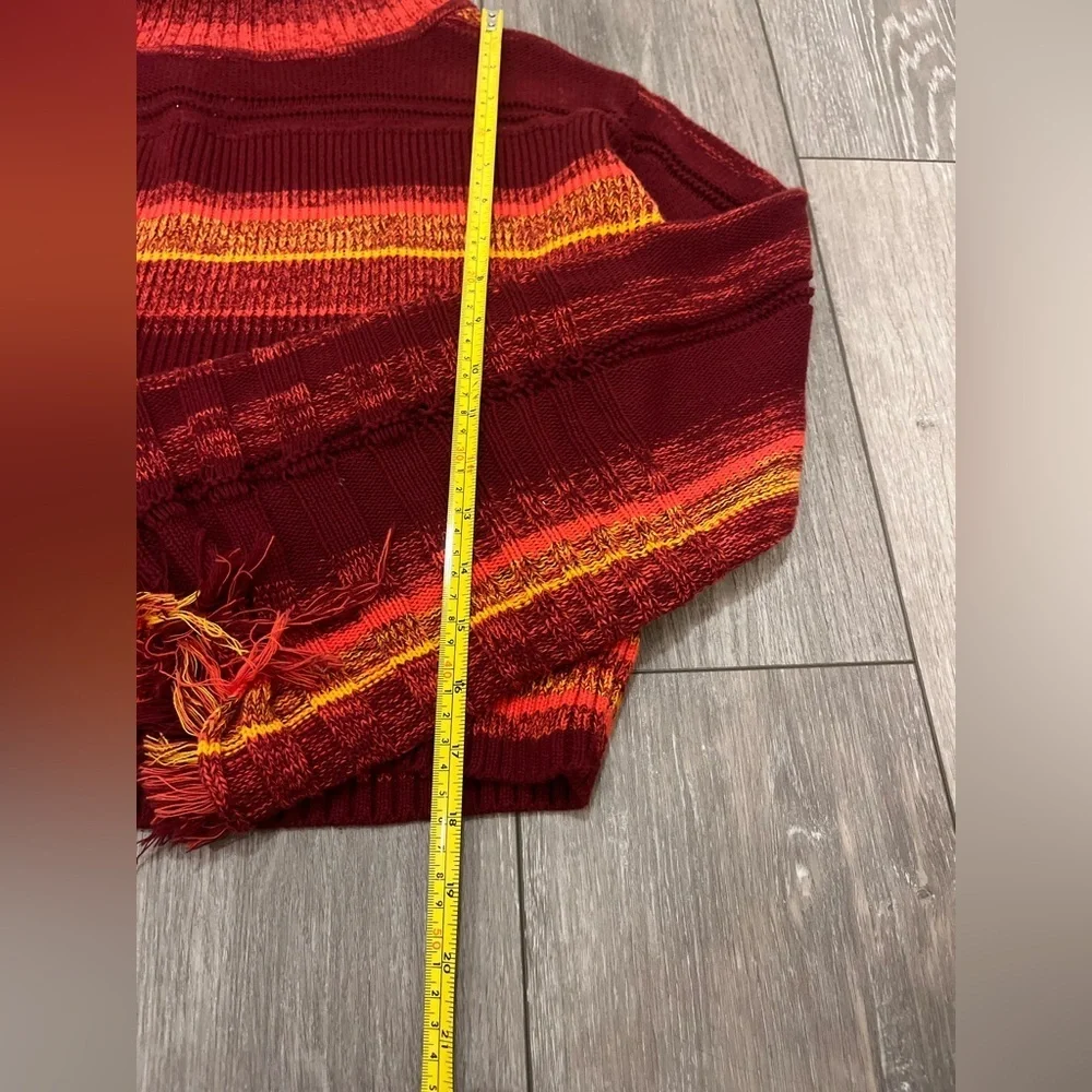 Free People Close To Me Pullover Turtleneck Sweater in  Red Berry Stripe S